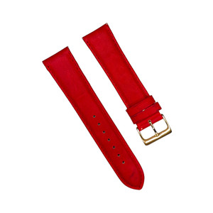 RODER ремень д/часов deluxe 22мм XL красный с прошивкой текстура кожа №0197