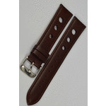 РЕМЕНЬ ITALY 20мм коричневый гладкий с прошивкой и большими дырками №0837