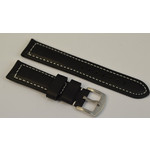 РЕМЕНЬ SL 103 22мм черный гладкий с белой прошивкой №1554